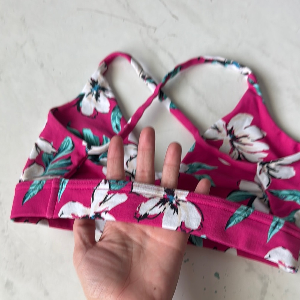 Liquido Floral Pink and White Sports Bra Yoga - Picture 3 of 5